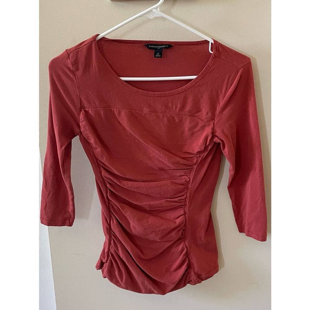 Banana Republic Womens Side Ruched 3/4 Sleeve Top XS